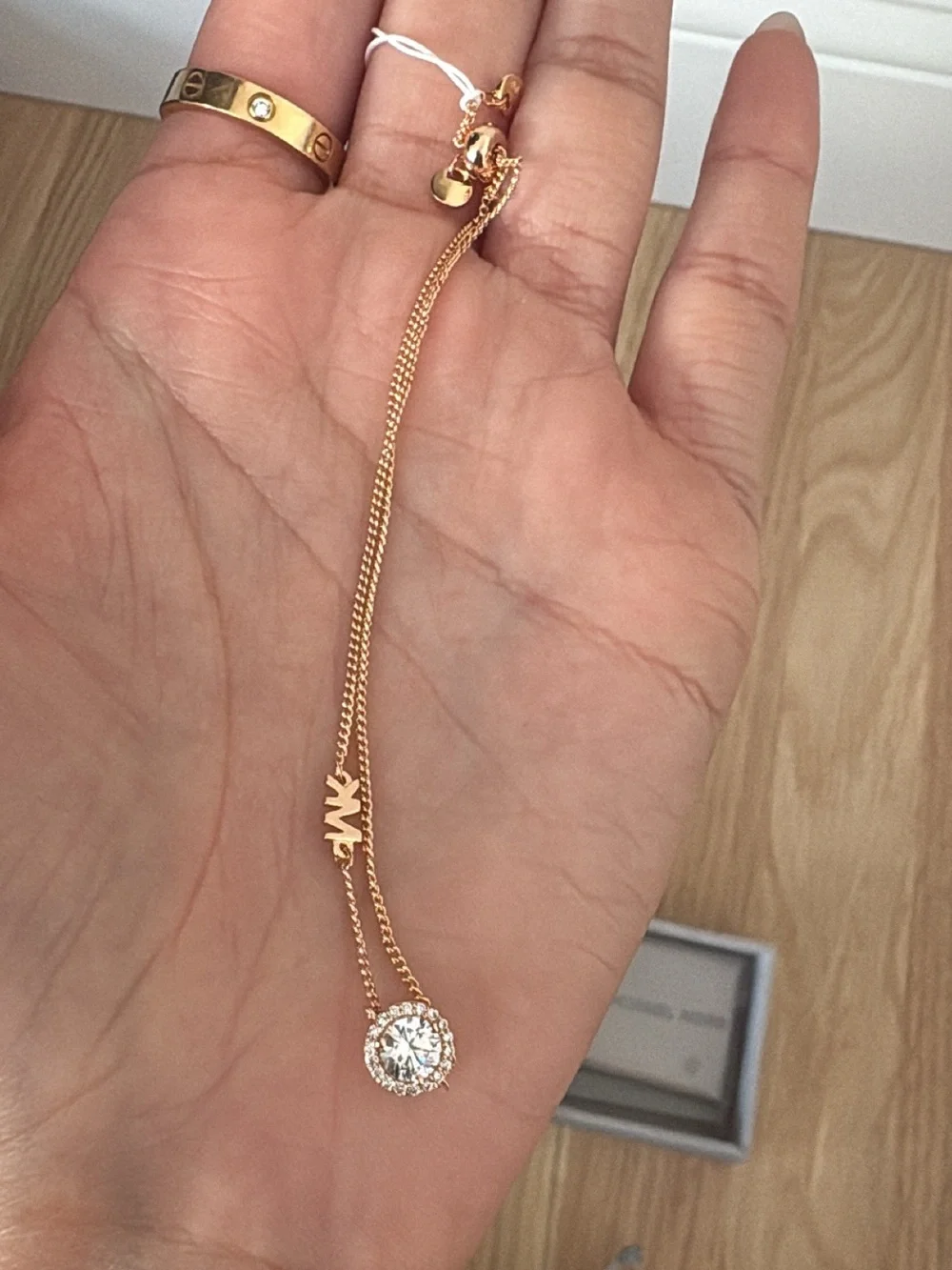 Michael Kors Gold-Tone Bracelet with Crystal Charm